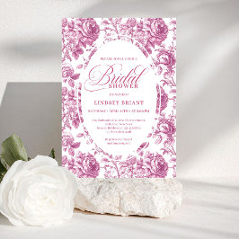 Luxury Rose Gold Toile Roses Floral Bridal Shower  Einladung