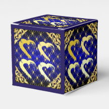 Luxury Royal Blue and Gold Hearts Fevor Box
