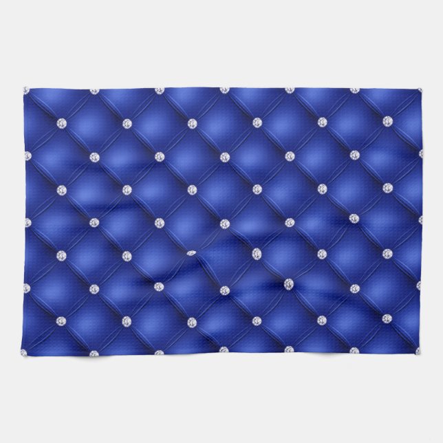 Luxury Royal Blue Diamond Muster Geschirrtuch (Horizontal)
