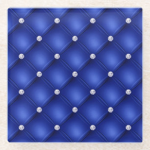Luxury Royal Blue Diamond Muster Glasuntersetzer