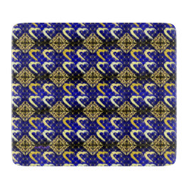 Luxury Royal Blue und Gold Hearts Cutting Board Schneidebrett