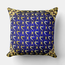 Luxury Royal Blue und Gold Hearts Pillow