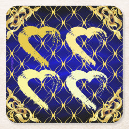 Luxury Royal Blue und Gold Hearts Untersetzer