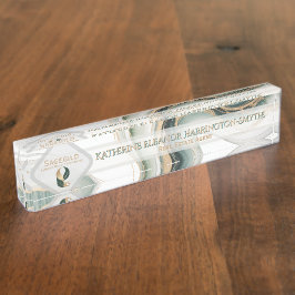 Luxury Sage Gold Marble Sleek Realtor Office Logo Namensplakette