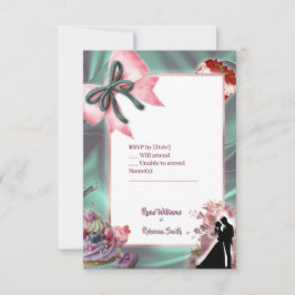 Luxury Satin Bow Wedding RSVP Card Karte