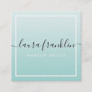 LUXURY SCRIPT Name elegante ombre blasser Minze sc Quadratische Visitenkarte