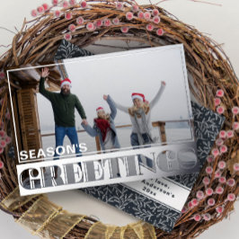 Luxury Season's Greetings Silver Foil & Photo Folien Feiertagskarte