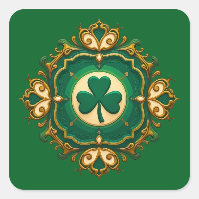 Luxury Shamrock St Patrick’s Day - Autocolante Quadratischer Aufkleber (Vorderseite)