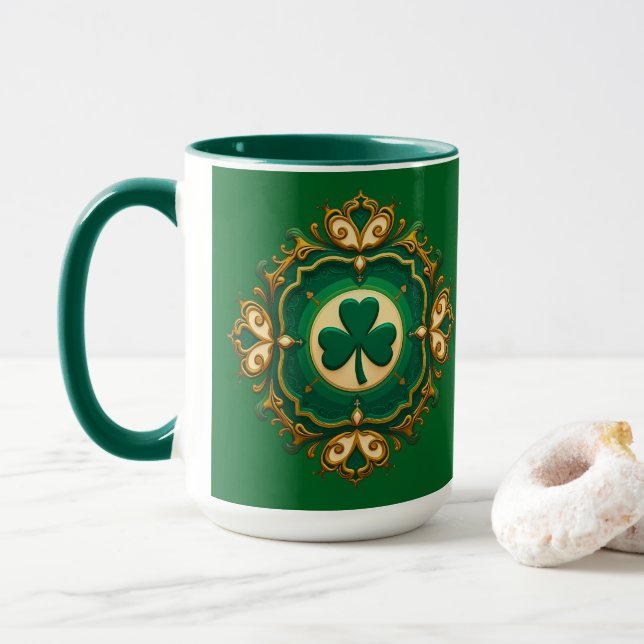 Luxury Shamrock St Patrick’s Day Shirt – caneca Tasse (Mit Donut)