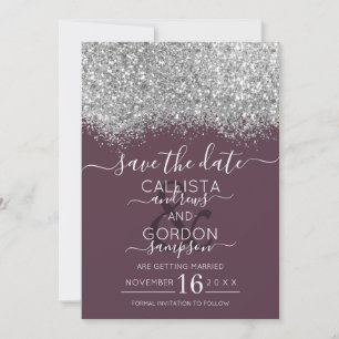 Luxury Silver Lila Glitzer Confetti Wedding Save The Date