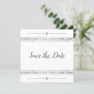 Luxury Silver Save the Date Einladung