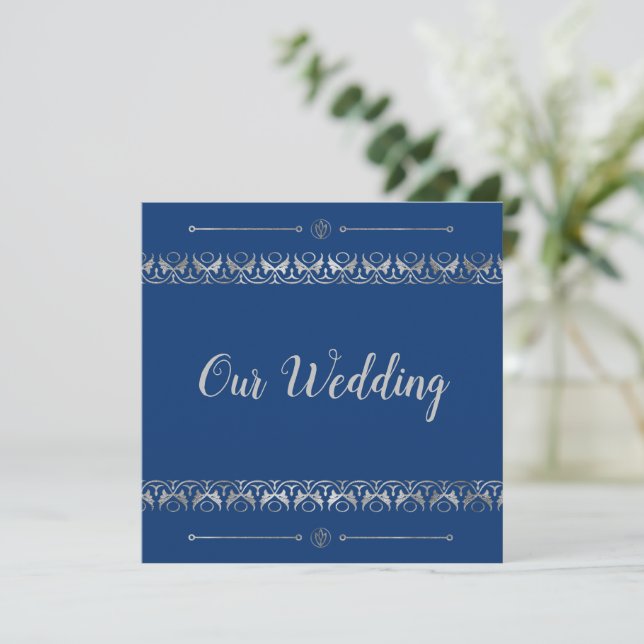 Luxury Silver Wedding Einladung (Stehend Vorderseite)