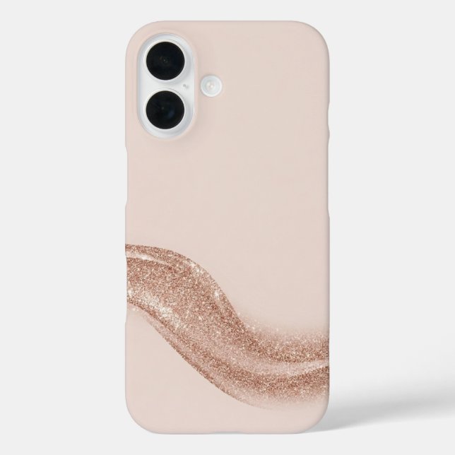 Luxury Soft Blush Matte & Rose Gold Glitter Wave  Case-Mate iPhone Hülle (Rückseite)