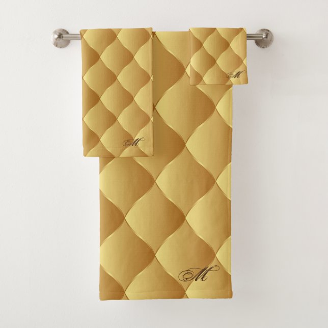Luxury Soft Gold Mit Monogramm Customizing Badhandtuch Set (Insitu)