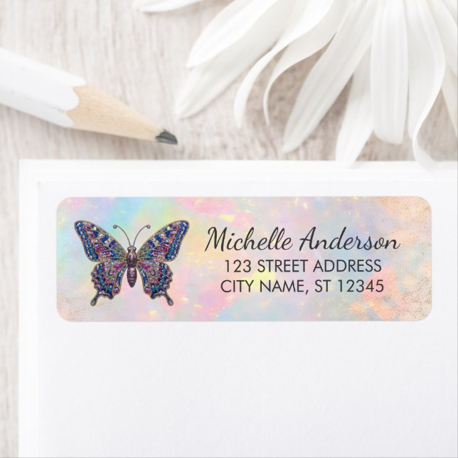 Luxury Sparkling Glitter Butterfly Return Address  (Insitu)