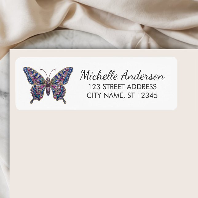 Luxury Sparkling Glitter Butterfly Return Address  (Von Creator hochgeladen)