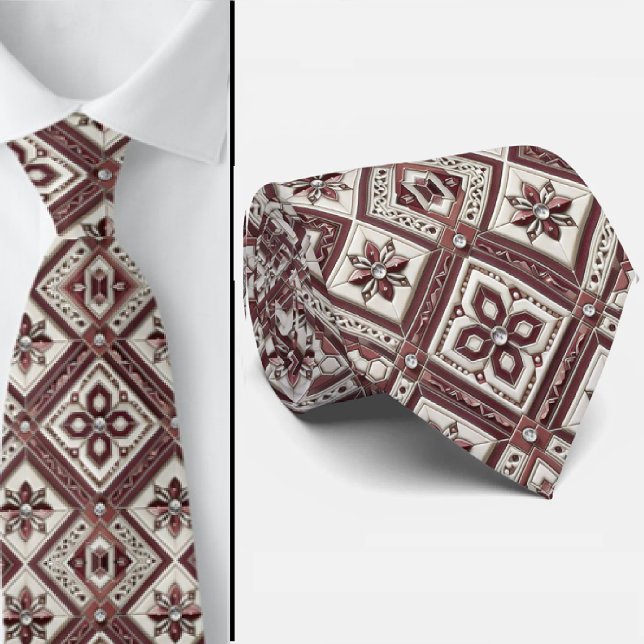 Luxury Statement Burgundy Moroccan Neck Tie Krawatte (Von Creator hochgeladen)