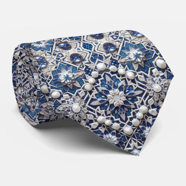 Luxury Statement Moroccan Diamond Neck Tie Krawatte (Gerollt)