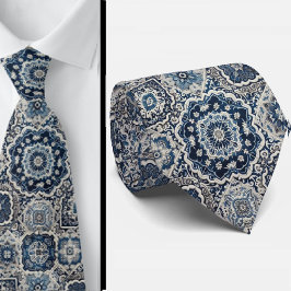 Luxury Statement Moroccan Tiled Faux Silk Neck Tie Krawatte