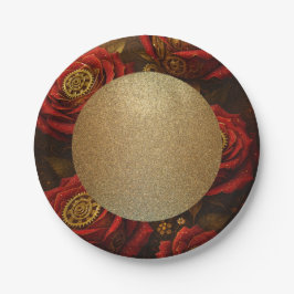 Luxury Steampunk Roses Romantic Gold Gears Pappteller