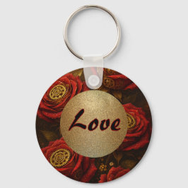 Luxury Steampunk Roses Romantic Gold Gears Schlüsselanhänger