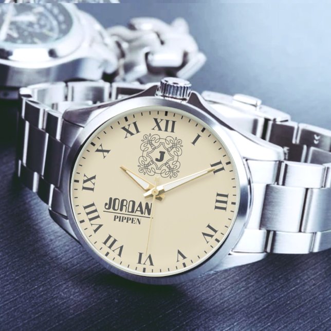 Luxury Stylish Custom Name Monogram  Armbanduhr (Von Creator hochgeladen)