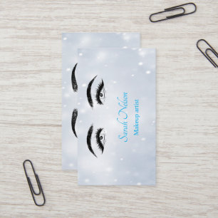 Luxury Sweet Blue Makeup Business Card Visitenkarte