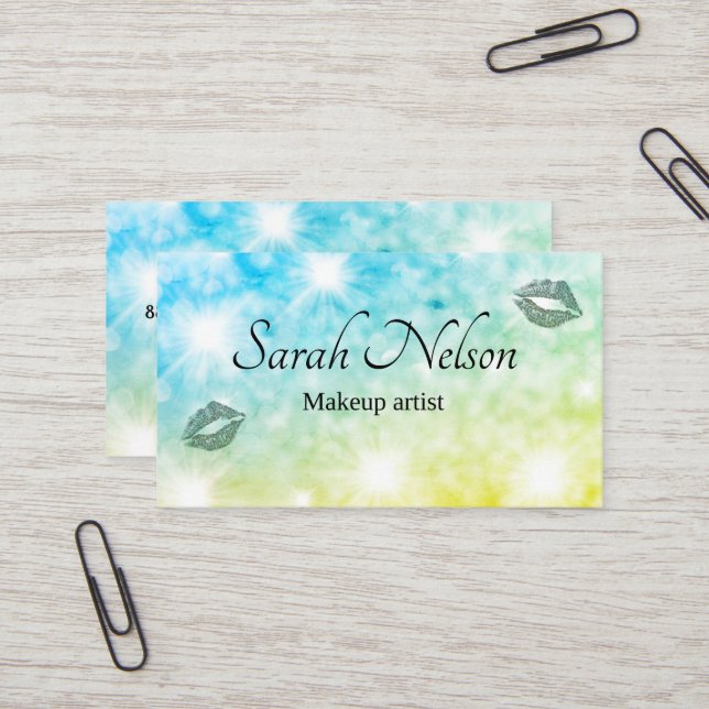 Luxury Sweet Funkelnd Makeup Business Card Visitenkarte (Vorderseite/Rückseite Beispiel)