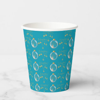 Luxury Teal Blue and Gold Bauble Christmas Pappbecher