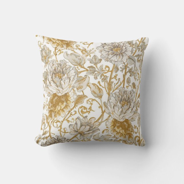 Luxury,The Beauty of Blooming Gold Flowers Patter Kissen (Vorderseite)