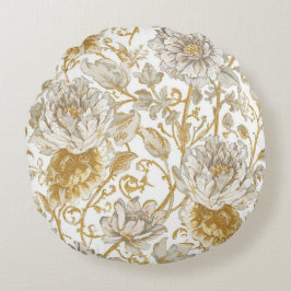 Luxury,The Beauty of Blooming Gold Flowers Patter Rundes Kissen