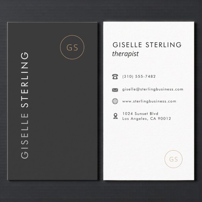 Luxury Therapist Black Gold Elegant Modern Visitenkarte (Von Creator hochgeladen)