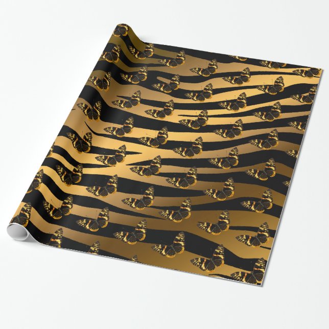 Luxury Tiger Butterfly Trendline Geschenkpapier (Ungerollt)
