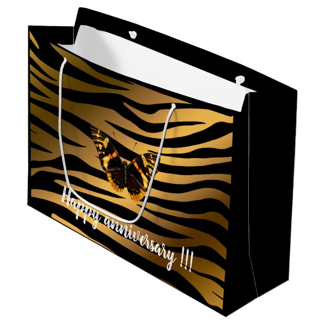 Luxury Tiger Butterfly Trendline Große Geschenktüte (Vorderseite Schrägansicht)