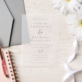 Luxury Transparent Vellum Wedding Einladungen