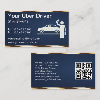 Luxury Transport Car QR Code Blue & Gold  Visitenkarte