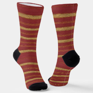 Luxury Trendy Burgundy Gold Linen Collection Socken