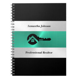 Luxury Turquoise & Black Key Real Estate Notebook Notizblock