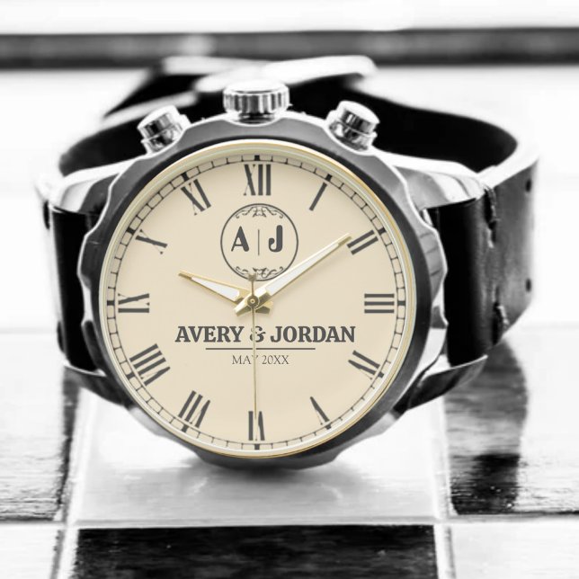 Luxury Unique Engagement Gift Custom Monogram Mode Armbanduhr (Von Creator hochgeladen)