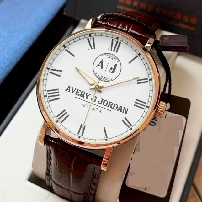 Luxury Unique Engagement Gift Custom Monogram Mode Armbanduhr (Von Creator hochgeladen)