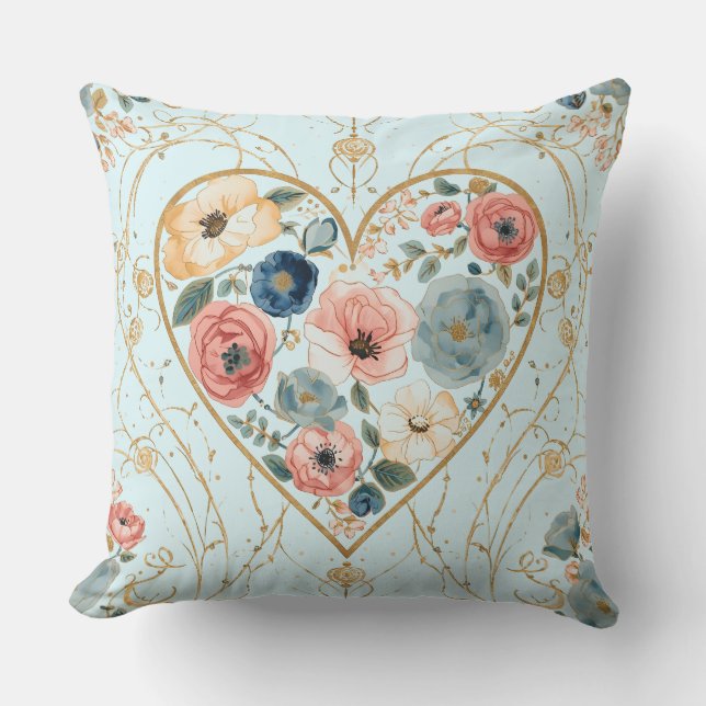 Luxury, Valentine's Day, Flowers of My Heart Kissen (Vorderseite)