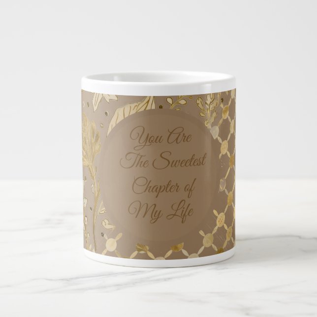 Luxury, Valentine's Day, Gold Flowers, Pixels  Gia Jumbo-Tasse (Vorderseite)