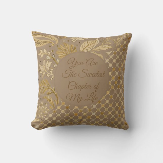 Luxury, Valentine's Day, Gold Flowers, Pixels  Kissen (Vorderseite)