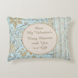 Luxury, Valentine's Day,Gold Soft Blue Flowers Art Dekokissen