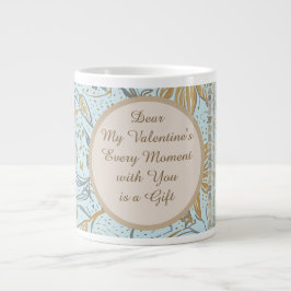 Luxury, Valentine's Day,Gold Soft Blue Flowers Art Jumbo-Tasse