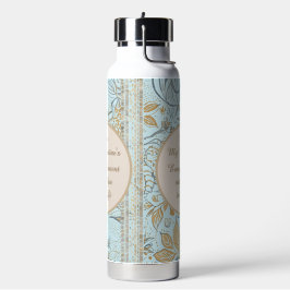 Luxury, Valentine's Day,Gold Soft Blue Flowers Art Trinkflasche