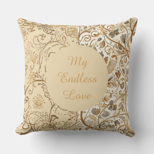 Luxury,Valentine's Day,Lovely Gold Flowers Pattern Kissen (Vorderseite)