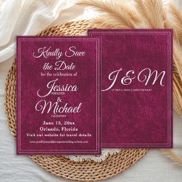 Luxury Velvet Burgundy Berry Monogram Wedding Save The Date