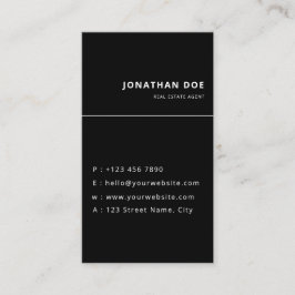 Luxury Vertical Black Minimalist Real Estate Visitenkarte
