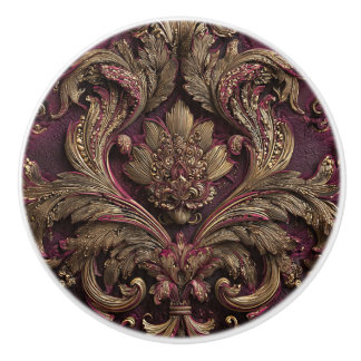 Luxury Vintage French Baroque Burgundy Gold  Keramikknauf